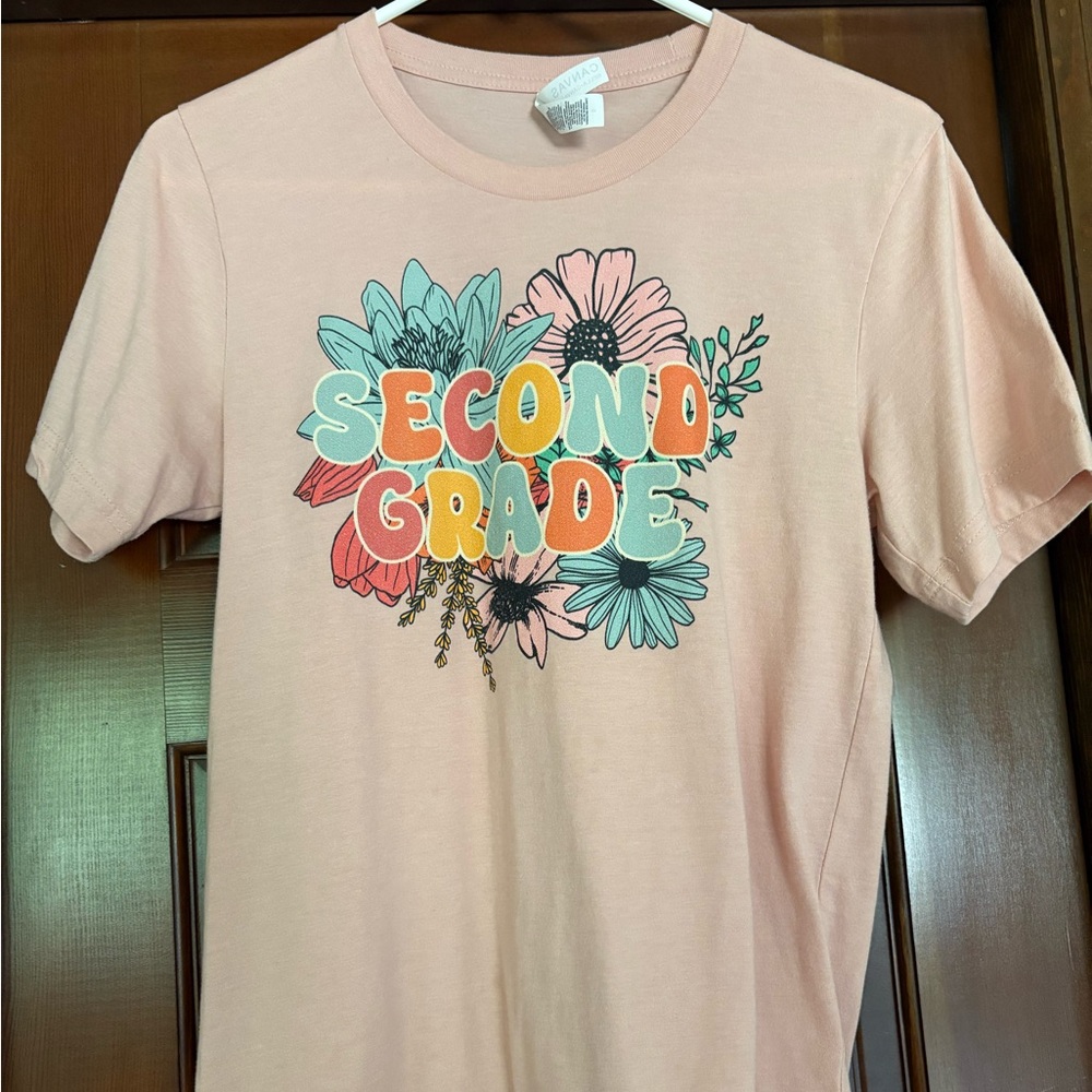 Bella Canvas Peach Second Grade Floral Tee